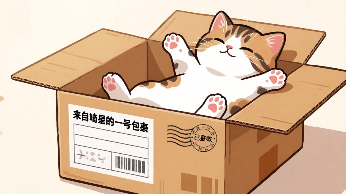 猫：本喵已打包好，请签收并投喂！