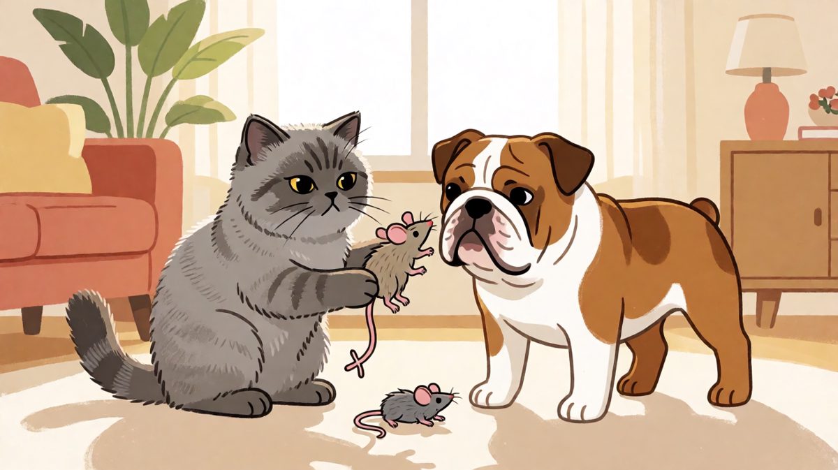 猫：先松口！狗：你先！老鼠：我做错了什么？