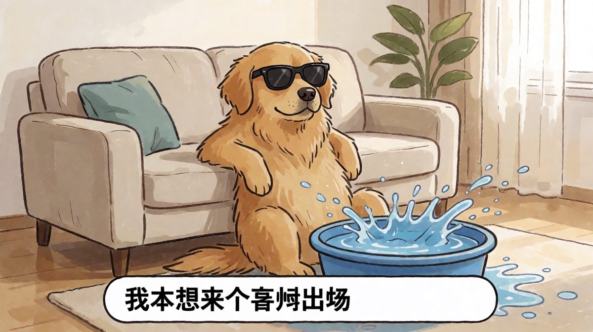 墨镜一戴，谁都不爱，直到掉进水里。