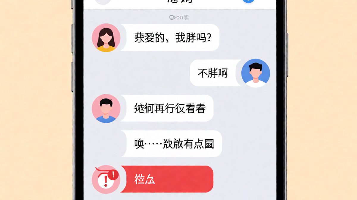 男生精准踩雷现场：被追问'再仔细看看'后老实回答了'有点圆'，随即触发撤回警告。