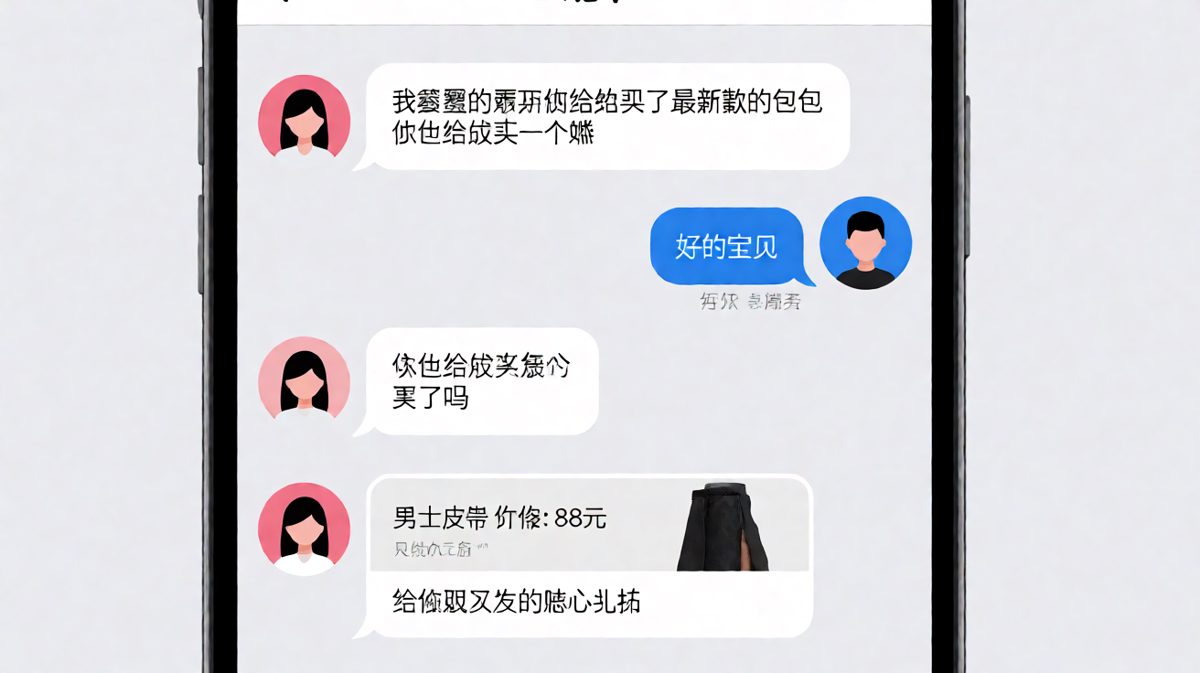 女生要点包包，男生理解为'给你买条皮带'，还贴心备注了'男朋友的贴心礼物'。