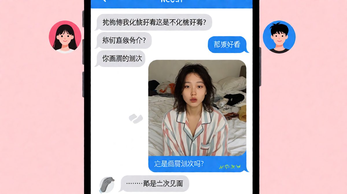男生精准回忆起'画眉那次'，结果女生发来素颜自拍——眉毛根本没画，瞬间社死。