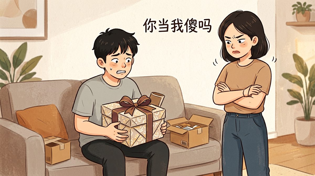 纪念日前夕，他以为靠'体积感'就能蒙混过关，殊不知她早就拆过同款了