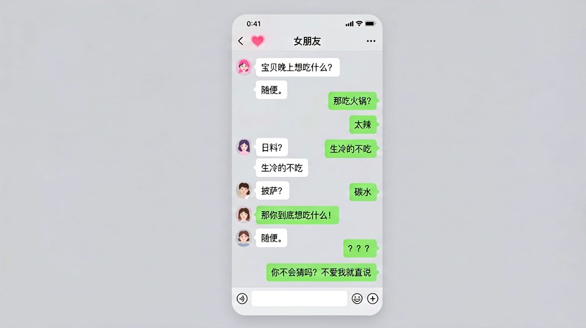 「随便」才是终极难题，猜错就是不爱。