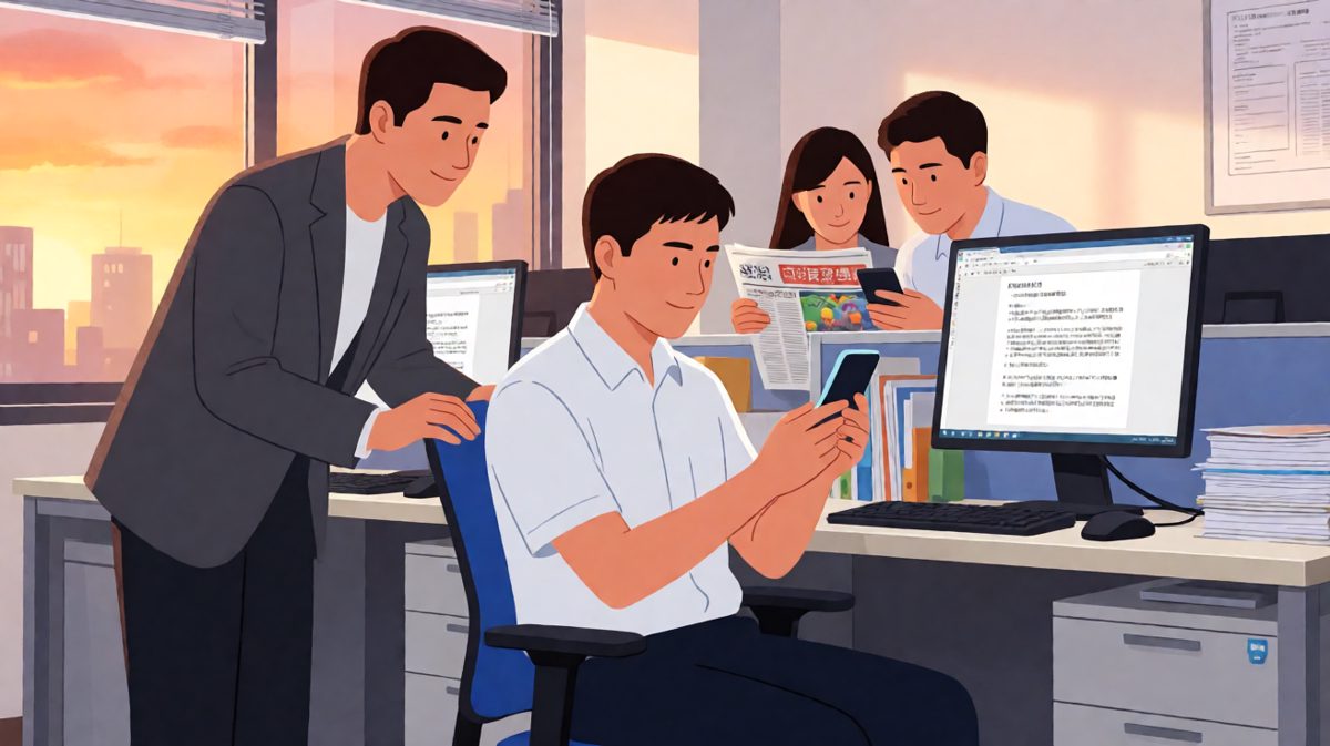 员工发微信："老板，我在加班呢。"老板回："巧了，我也在。"——原来老板也在摸鱼。