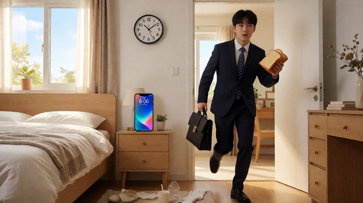 小陈含泪狂奔出门，原来自己忘了改闹钟时间
