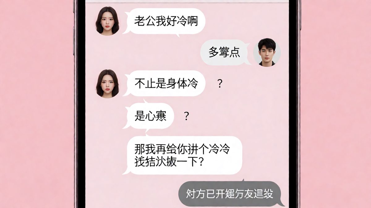 女生撒娇喊冷，直男用更冷的回复把天聊死了