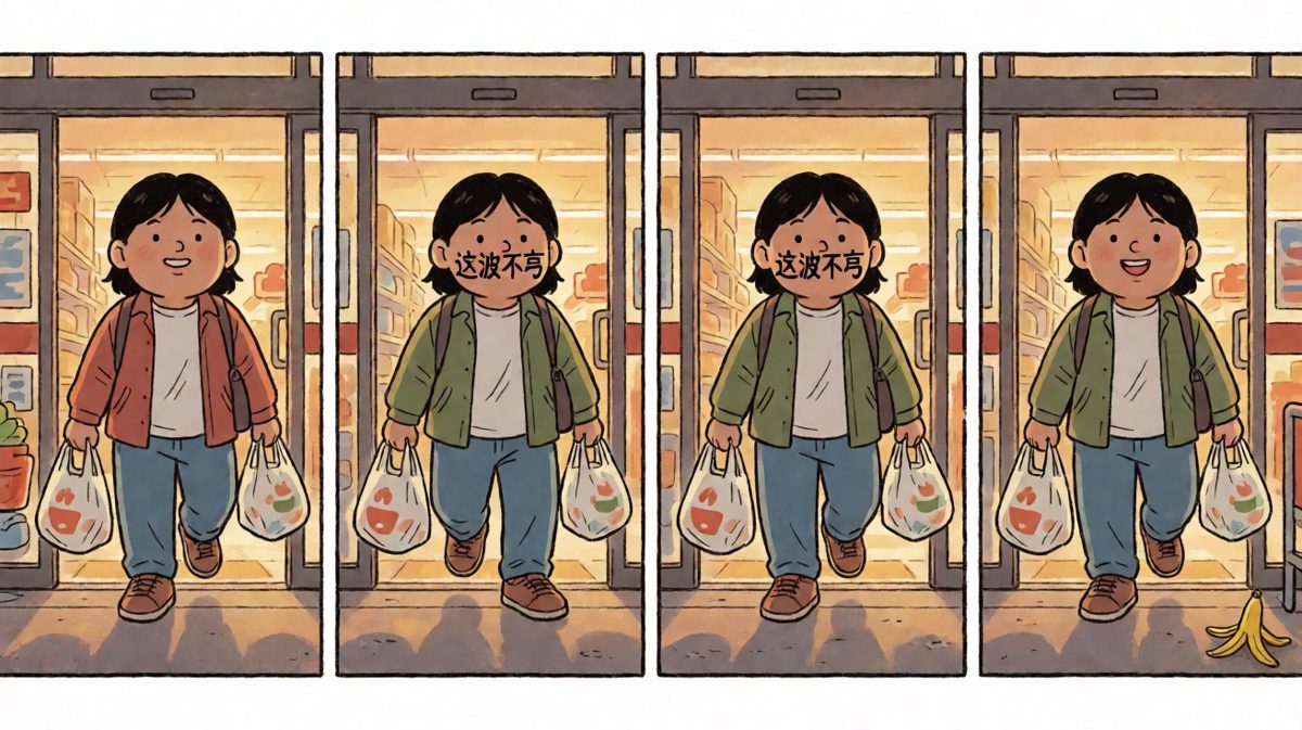 提着战利品走出超市，自以为胜利在握