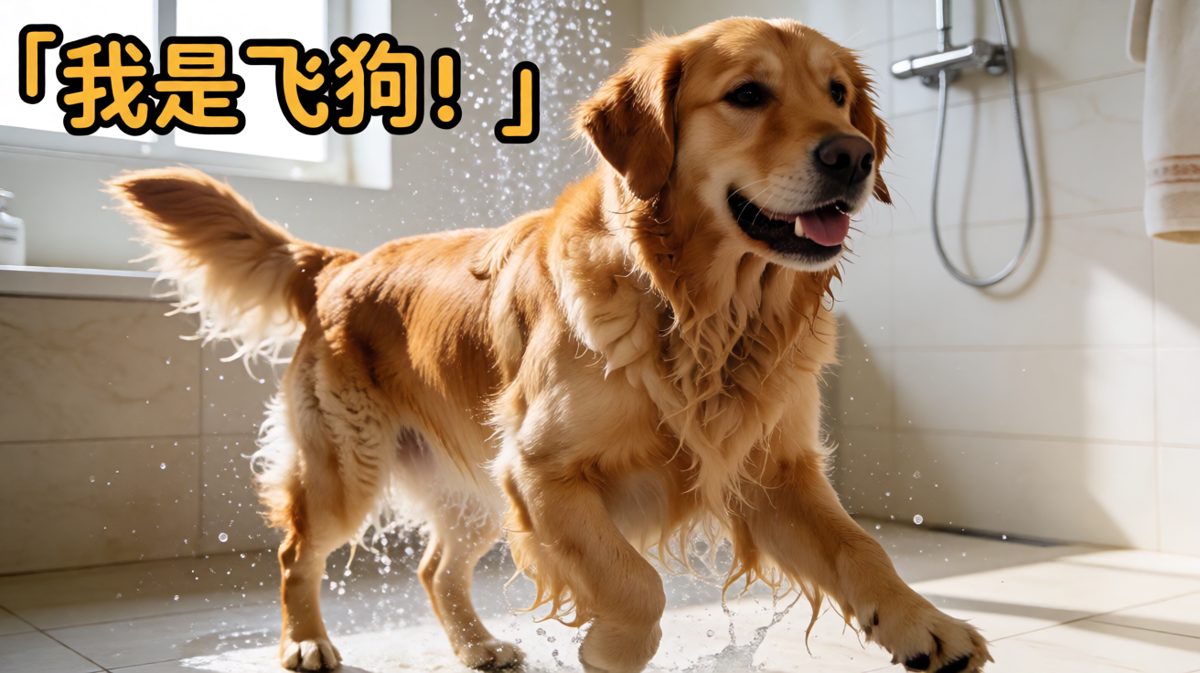 狗狗：洗澡就是水中自由搏击