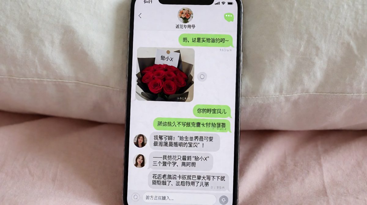 浪漫被花店老板的「够用」哲学一刀截断，卡片只剩三个字