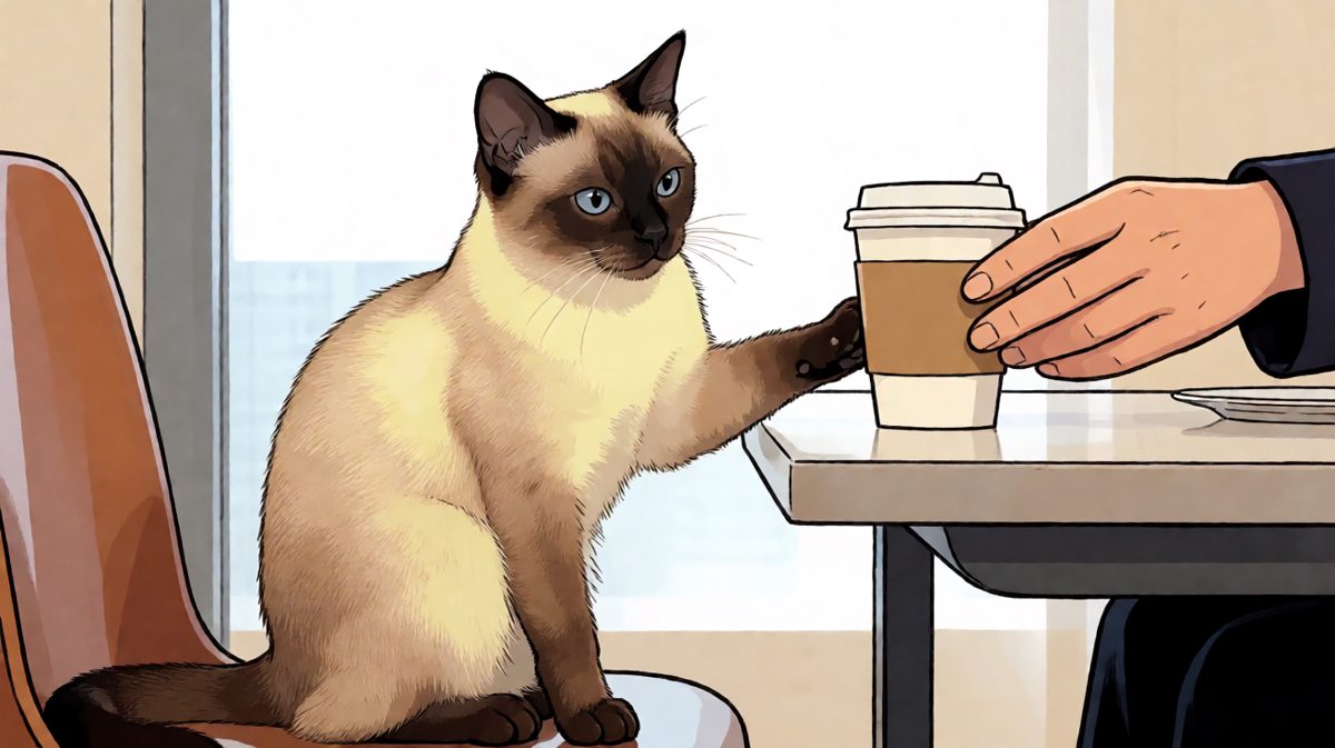 猫咪：你的杯子已经越界了，我很负责地帮你送它一程