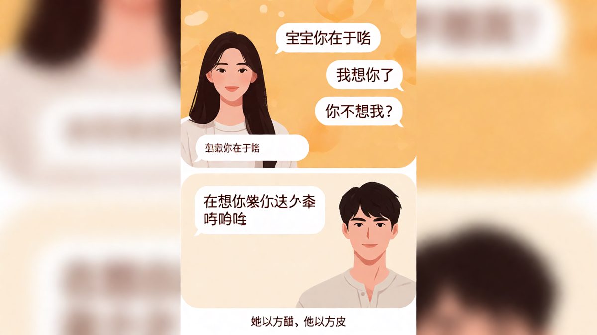 「在想你」后面还有一句话，她不配看。