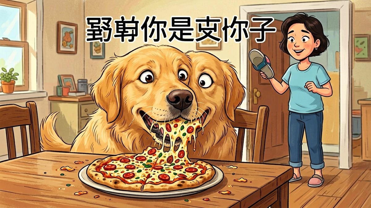 狗子：不是我吃的！是披萨自己跳进我嘴里的！
