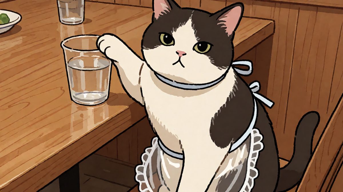 猫：不是我干的，是杯子自己跳下去的