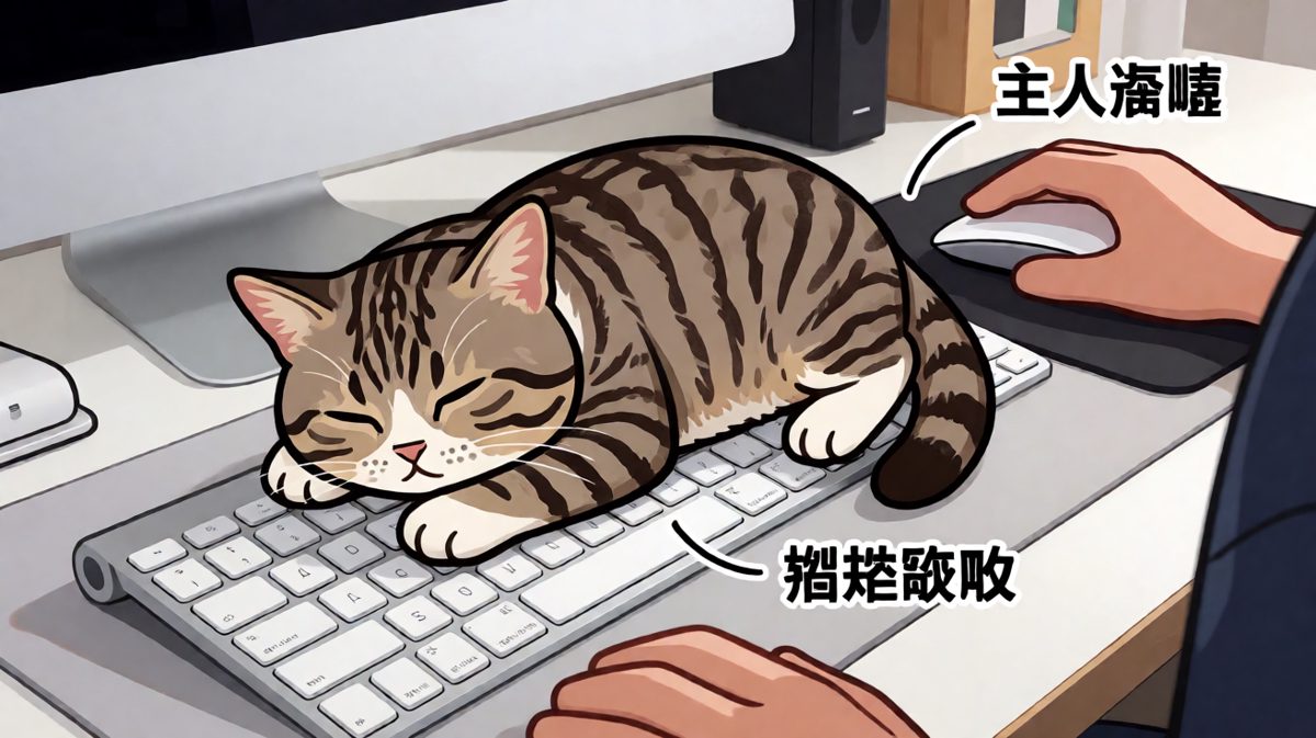猫：朕不准你上班，今天陪我睡觉