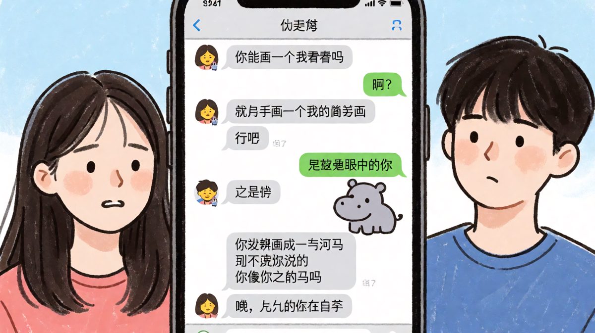让男朋友画自己，结果画成了一只河马