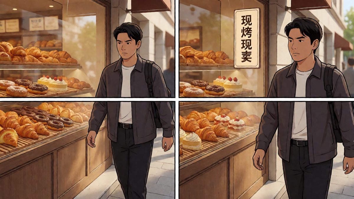 路过面包店，香味扑鼻而来，减肥计划开始动摇。