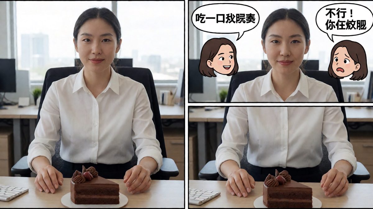 内心天人交战：吃还是不吃？这是一个问题。