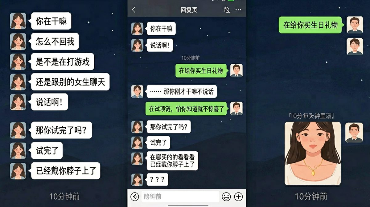 「不回消息」终极反转——原来是在给你戴项链