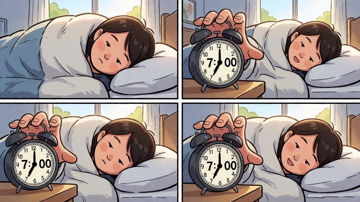 闹钟响起，痛苦挣扎起床