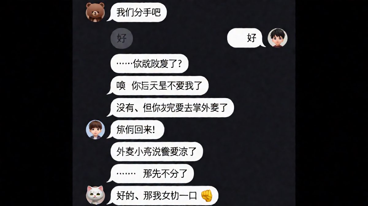 女生闹脾气说分手，男生只想吃完外卖