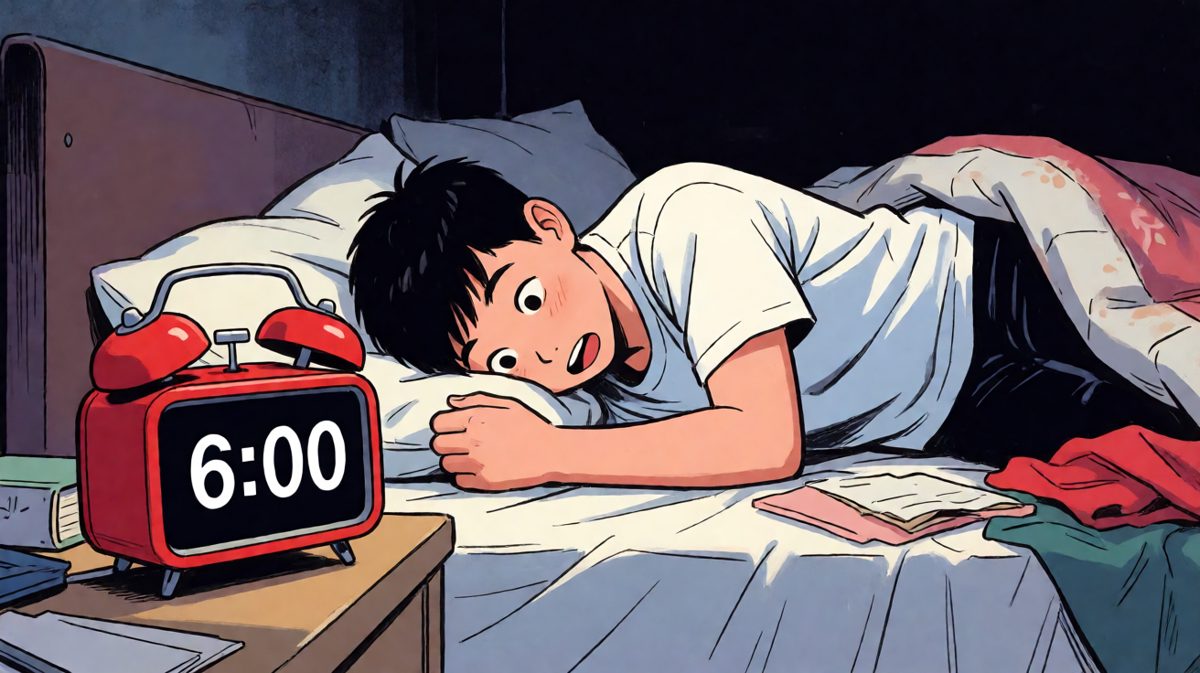 闹钟响了，小明无动于衷继续睡