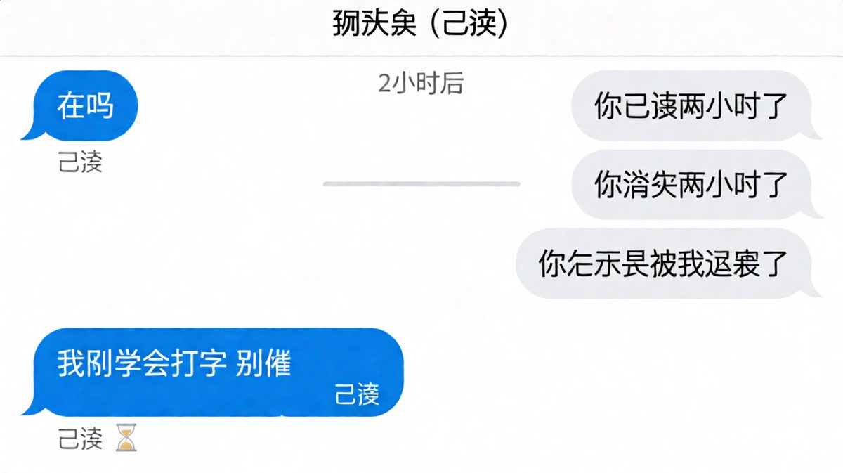已读不回的终极借口：刚学会打字