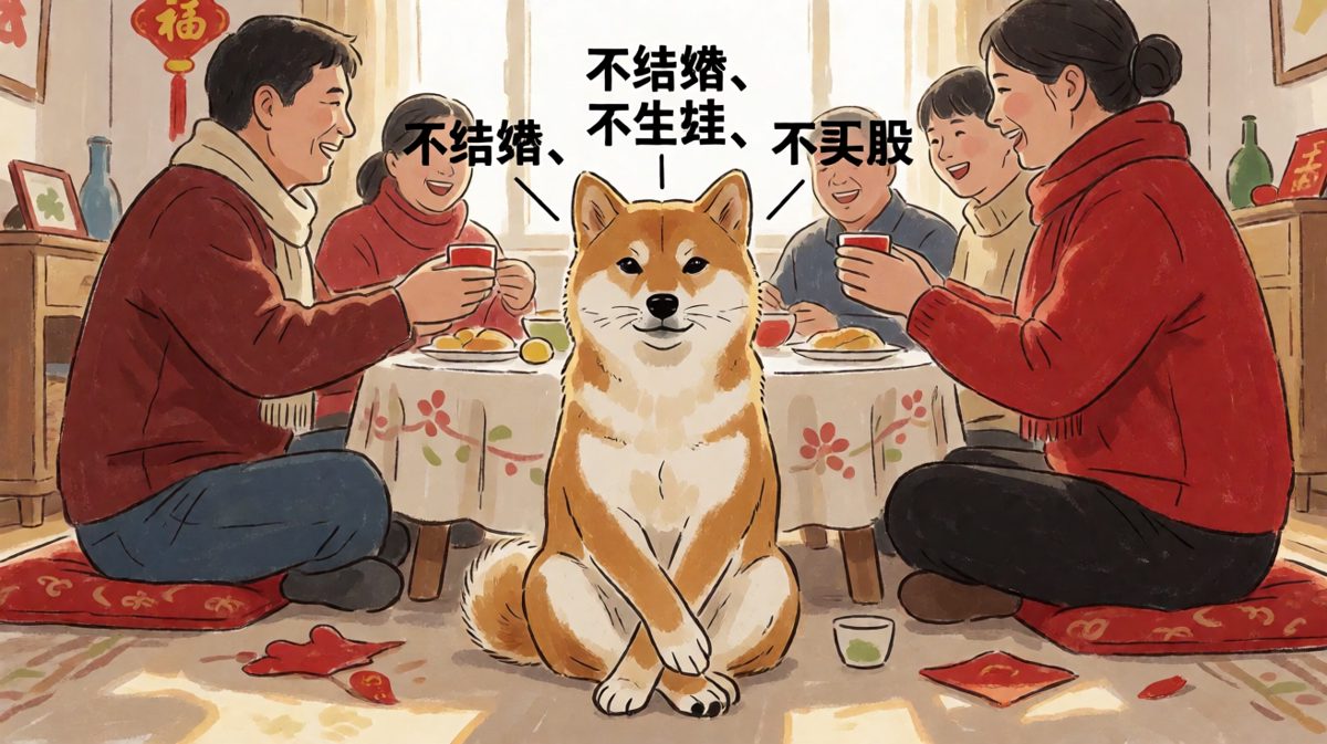 柴犬过年三件套：礼貌拒绝一切。