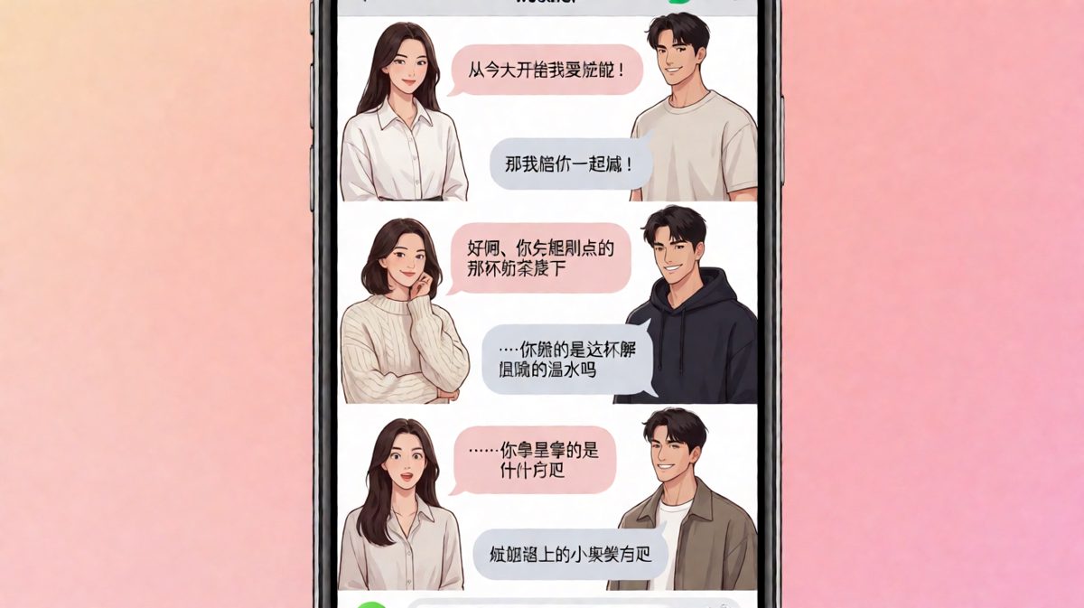 男生嘴上说陪女生减肥，手上却毫不客气地端着奶茶，被拆穿后还嘴硬说是'解腻的温水'。