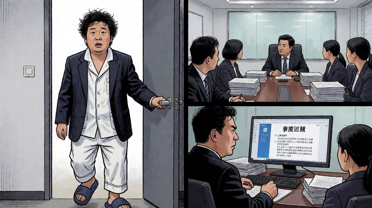 第四格：迟到十分钟，全公司都在等我——以这种形式。