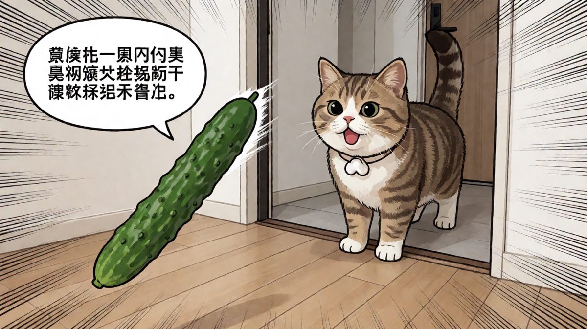猫：这到底是什么绿色怪兽！！救命啊！！！