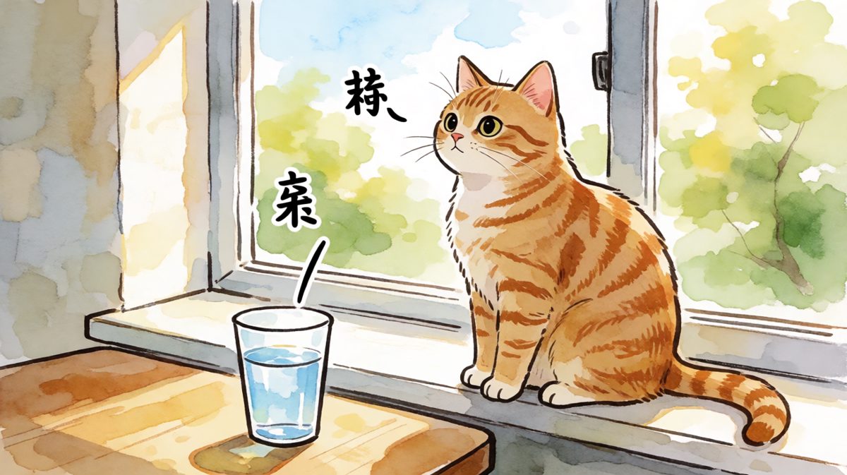猫：刚才那杯水不是我推下去的，是地球引力做的。