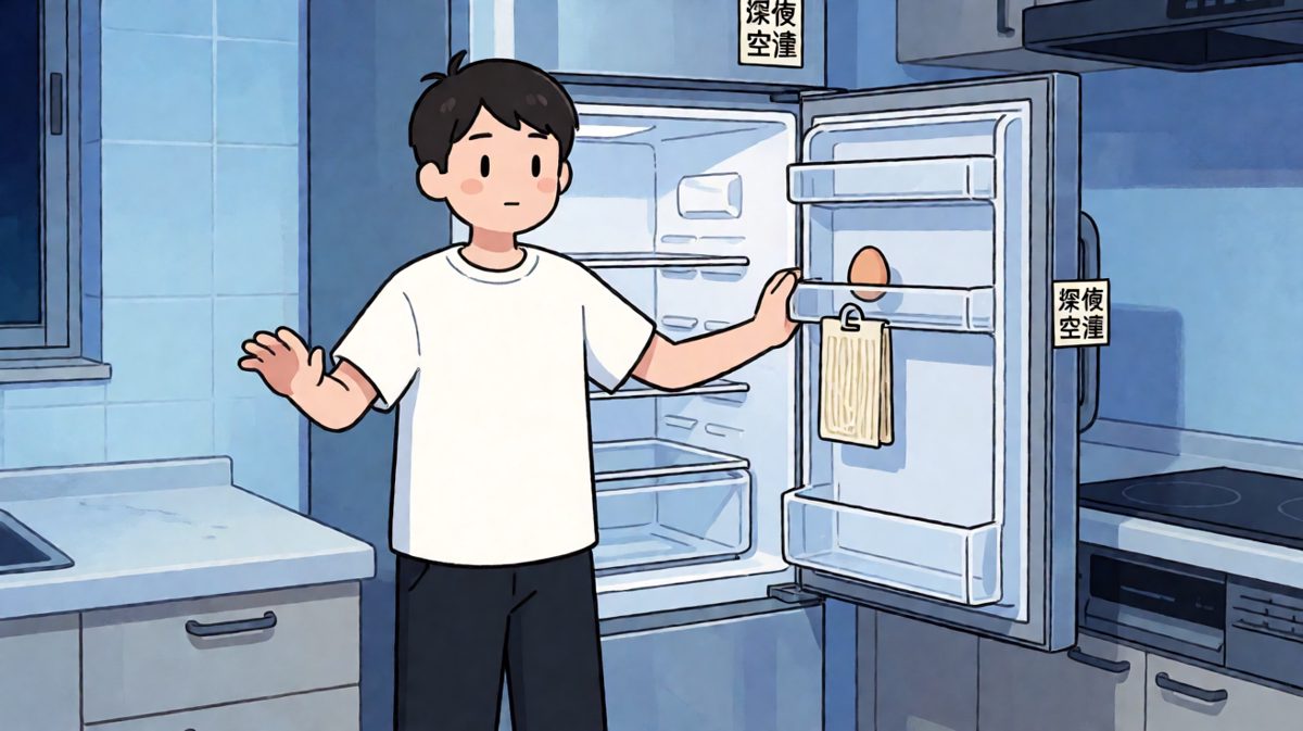 深夜开冰箱，发现唯一能救命的只有挂面和半颗鸡蛋