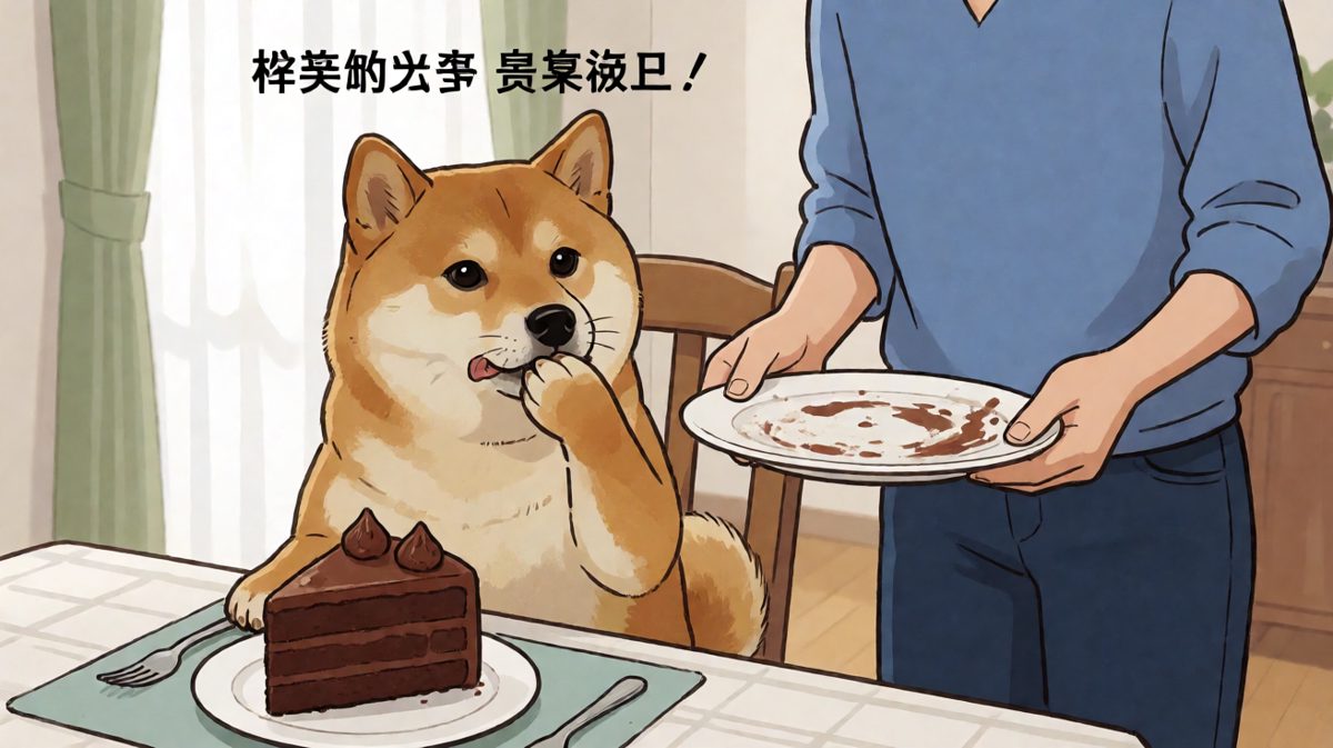 柴犬：不是我吃的，是蛋糕自己跳进我嘴里的。