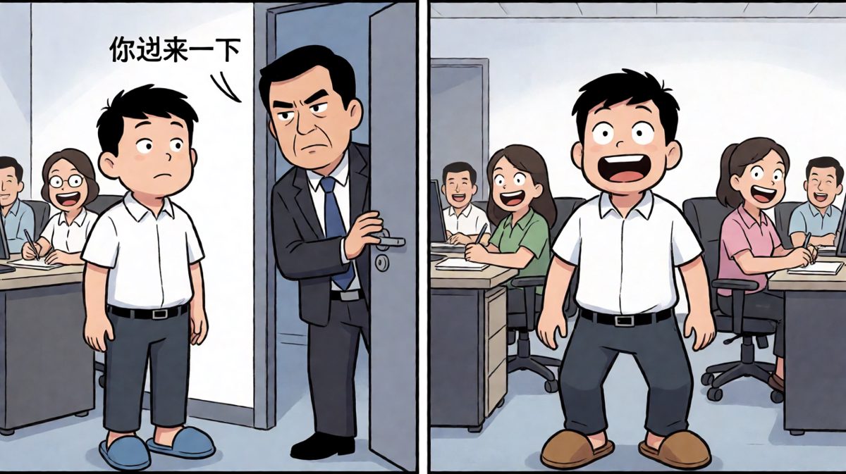 老板：来我办公室谈谈你的着装问题。