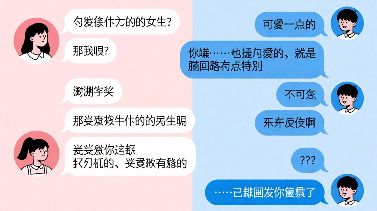 女生暧昧撩人后又瞬间翻脸，男生果断截图留作'证据'。