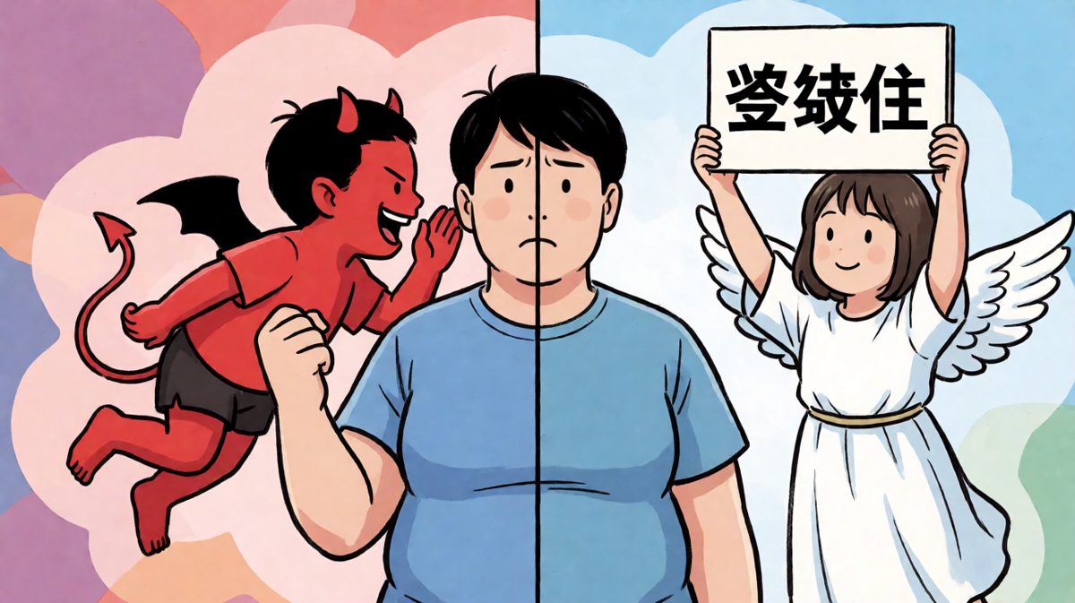 内心激烈斗争：吃还是不吃？