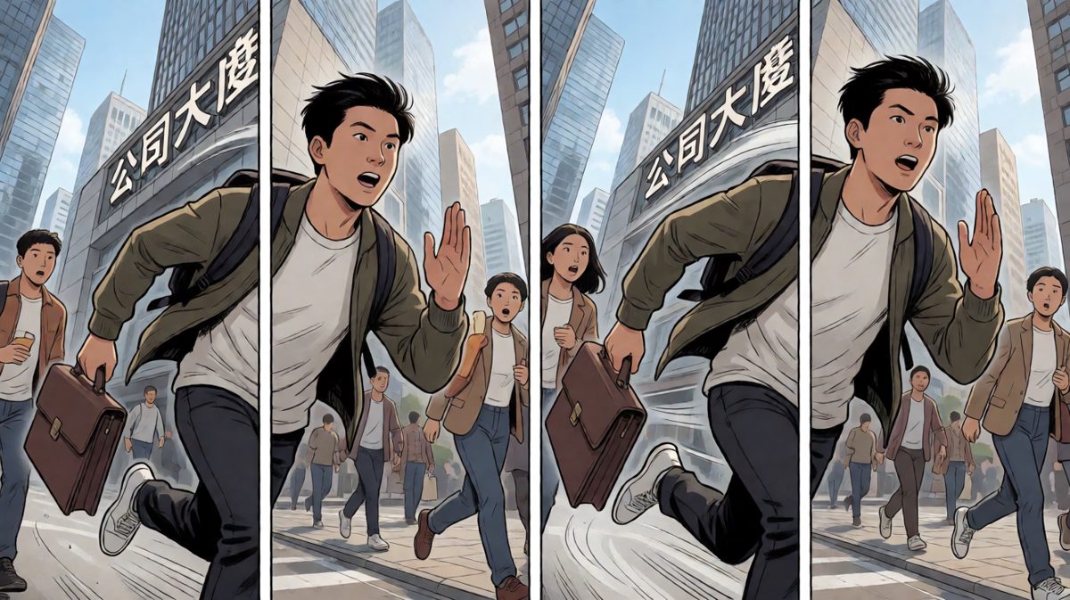 一路狂奔赶到公司楼下