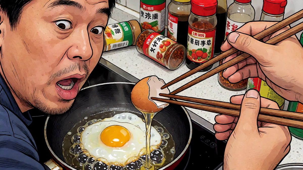 糟糕！蛋壳掉进去了……冷静，我能行！