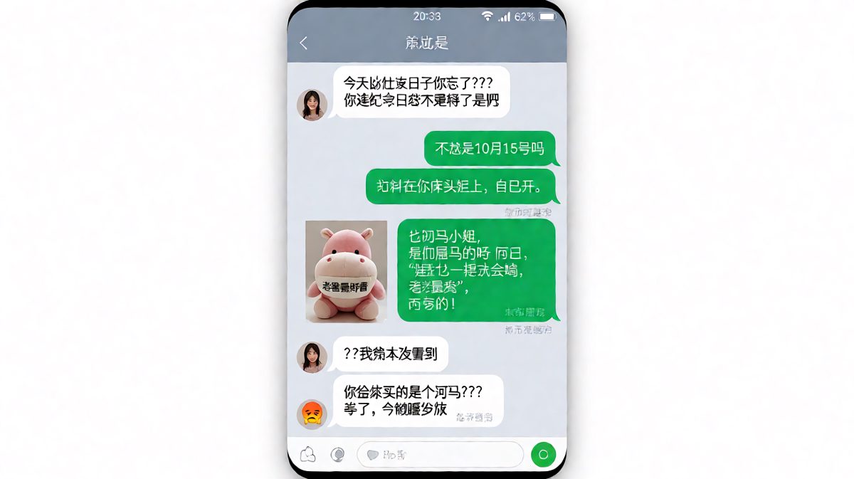 周年礼物是一只会喊'老婆最美'的丑萌河马抱枕。
