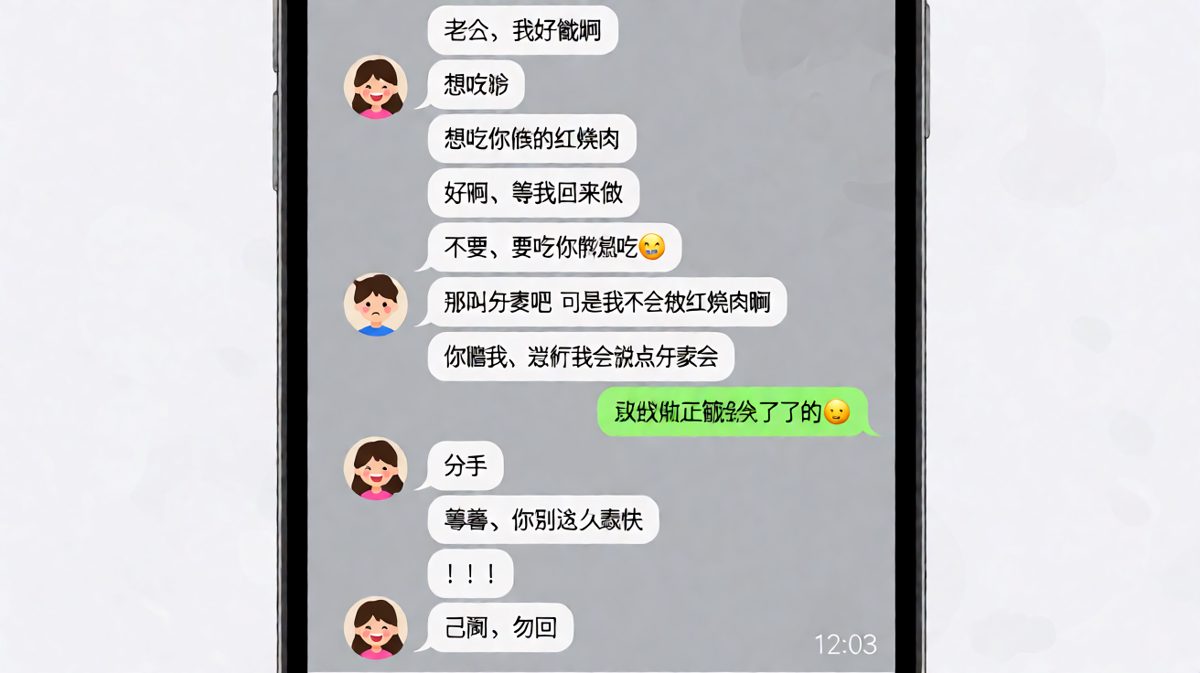 女生喊饿要吃饭，男生一步步套路后暴露自己已经吃过，女生崩溃收场。