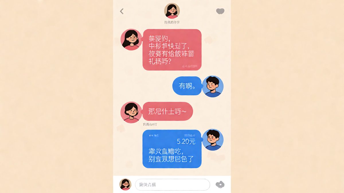 女生要礼物，男生转账5.20元让她买糖，一句话终结浪漫。