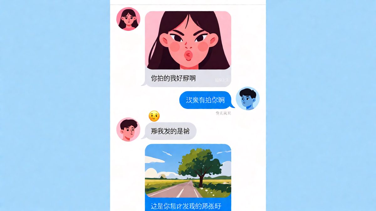 女生吐槽照片胖，男生说没拍她——结果发的是风景照，神反转。
