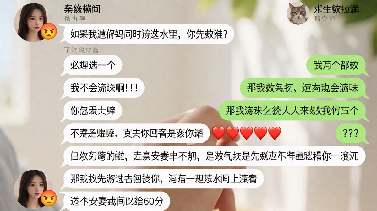 经典送命题的终极版本，女生的答案让求生欲满分也惨遭不及格。