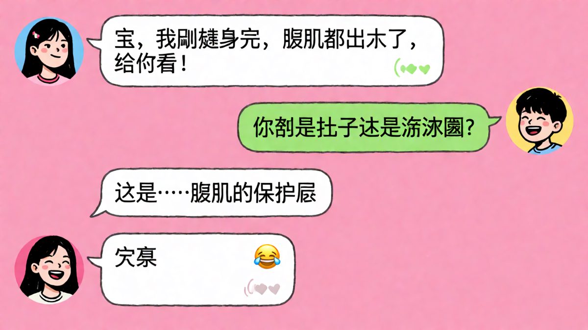 秀腹肌翻车——健身半年只练出了保护色