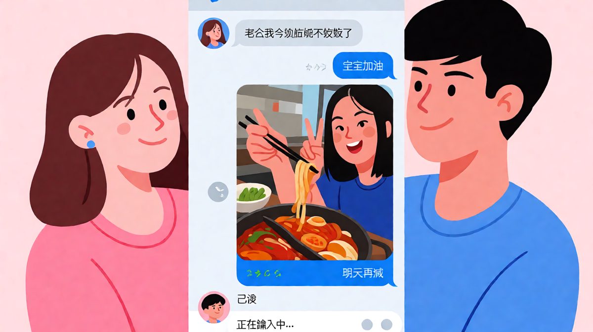 女生嘴上说减肥，身体却很诚实地举起火锅——经典的双标现场。
