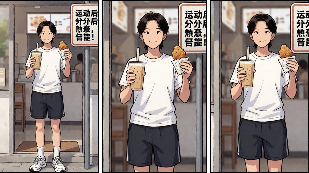 运动完毕，奖励自己一顿