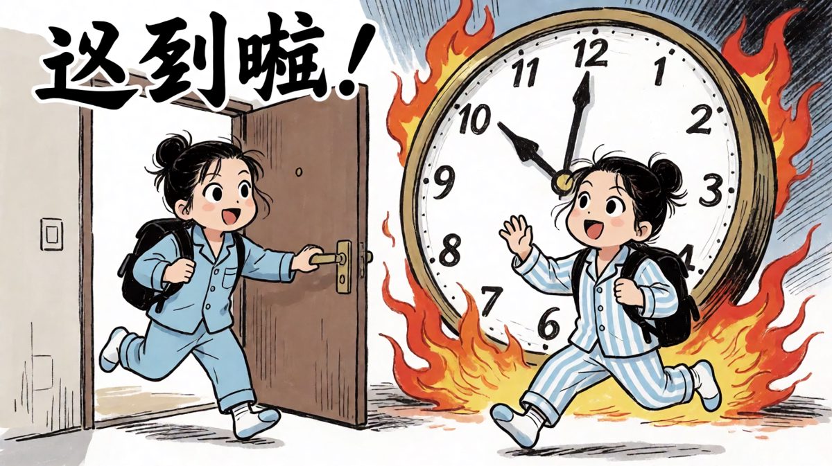狼狈冲出家门，迎来迟到的命运。