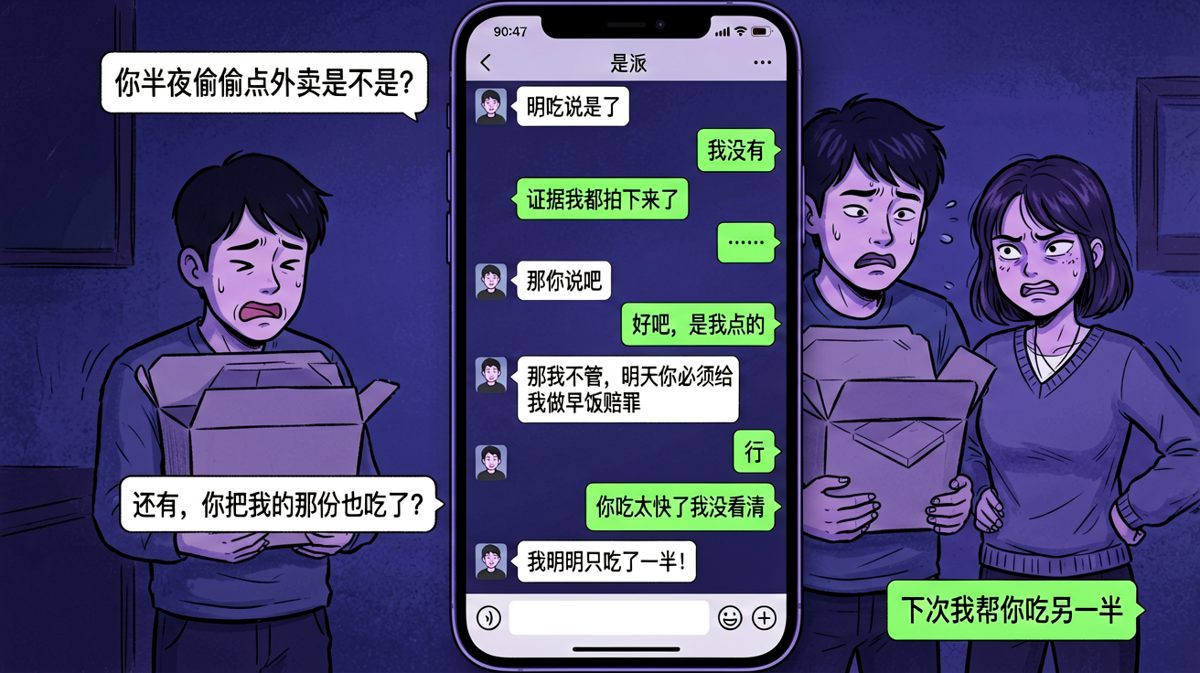 外卖事件全程反转，男生从抵赖到认栽再到吃独食被抓包