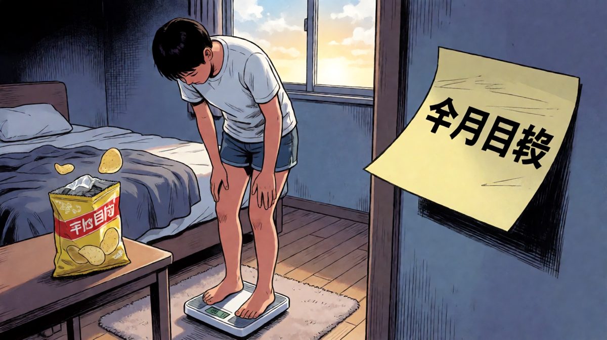 一个月后上秤……体重纹丝不动，薯片还在